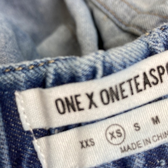 One Teaspoon Denim Chambray Pull-on Shorts Elastic Waist XS Vacation Beach Baggy - Picture 3 of 16